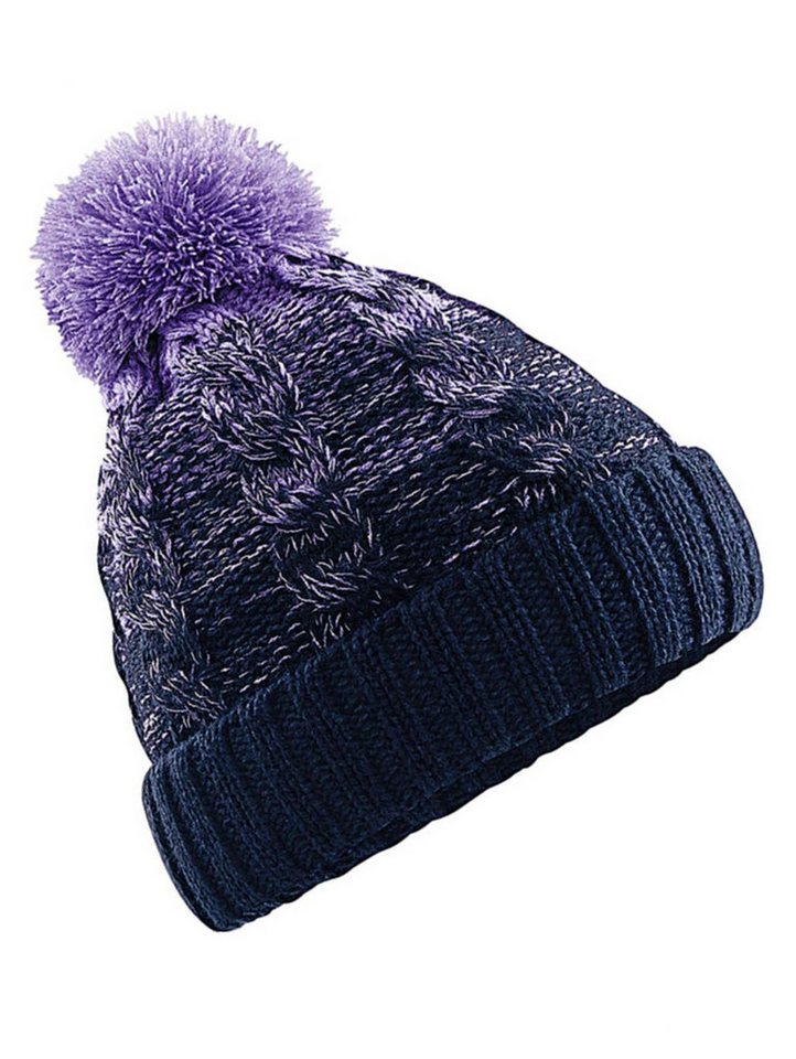 Neverless Bommelmütze Strickmütze Damen Grobstrick Pudelmütze zweifarbig Ombré Bommelmütze von Neverless