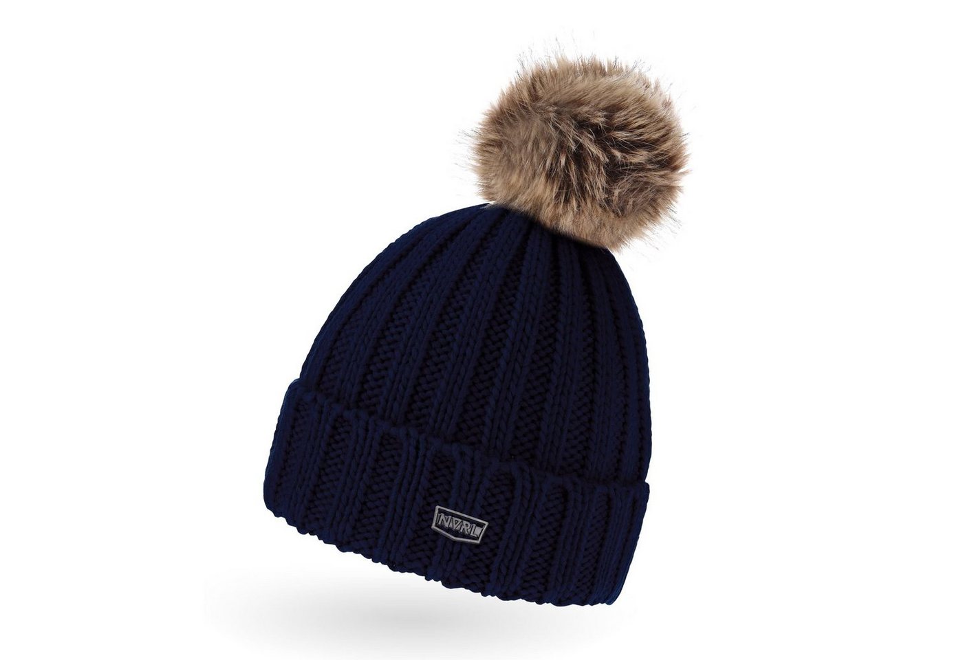 Neverless Bommelmütze Strickmütze Herren Grobstrick Kunstfell Bommelmütze Wintermütze von Neverless