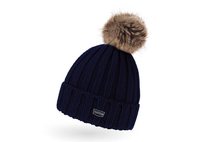 Neverless Bommelmütze Strickmütze Herren Grobstrick Kunstfell Bommelmütze Wintermütze von Neverless