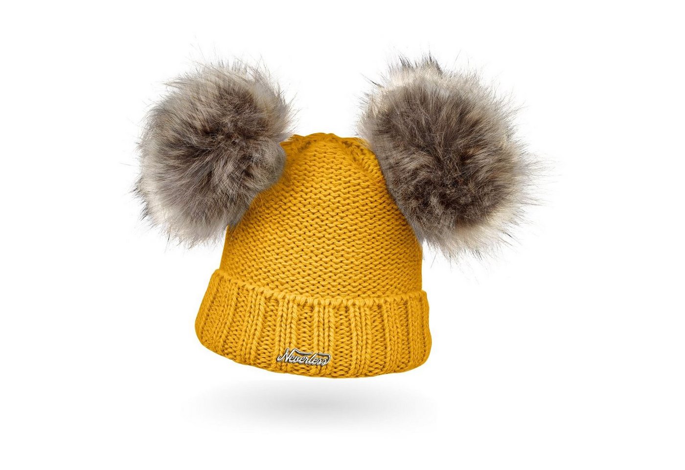 Neverless Bommelmütze Warme Strickmütze Damen Wintermütze Bommelmütze gefüttert mit Bommel von Neverless