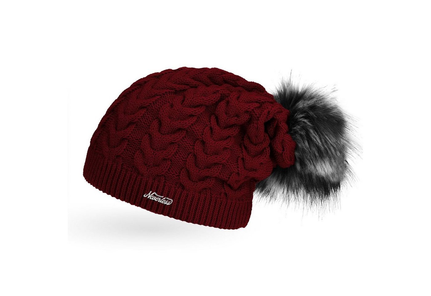 Neverless Bommelmütze coole Damen Strickmütze Strick-Beanie gefüttert Fell-Bommel Neverless Bommelmütze coole Damen Strickmütze Strick-Beanie gefüttert Fell-Bommel von Neverless