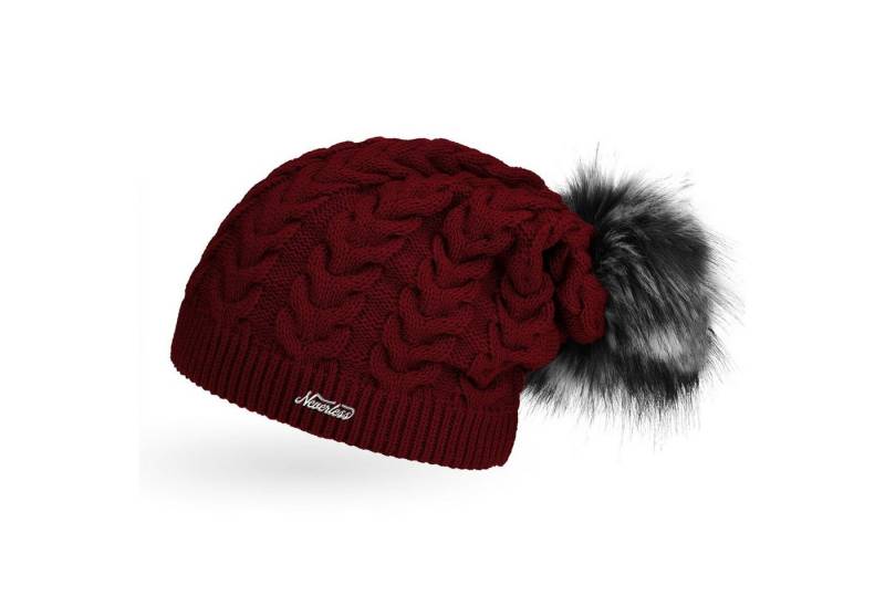Neverless Bommelmütze coole Damen Strickmütze Strick-Beanie gefüttert Fell-Bommel von Neverless