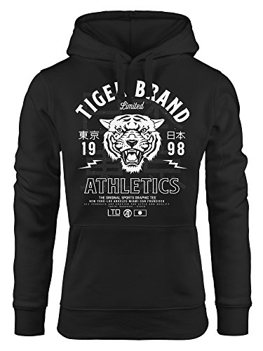 Neverless Cooler Damen Hoodie Tiger Brand Tokyo Supply Japan Athletic Sport Muskelshirt Muscle Shirt schwarz-weiß S von Neverless