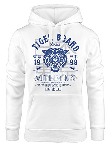 Neverless Cooler Damen Hoodie Tiger Brand Tokyo Supply Japan Athletic Sport Muskelshirt Muscle Shirt weiß-blau L von Neverless