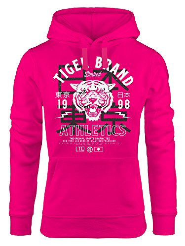 Neverless Cooler Damen Hoodie Tiger Brand Tokyo Supply Japan Athletic Sport Muskelshirt Muscle Shirt weiß-pink L von Neverless