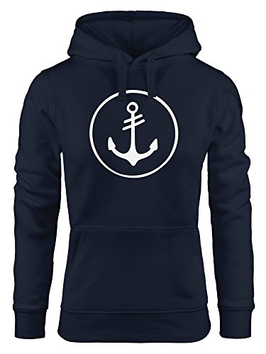 Neverless Cooler Damen Kapuzen-Pullover Anker Kreis Segeln Meer Motiv Navy XL von Neverless