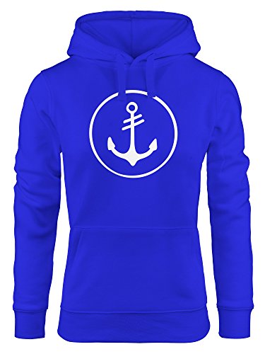 Neverless Cooler Damen Kapuzen-Pullover Anker Kreis Segeln Meer Motiv blau M von Neverless