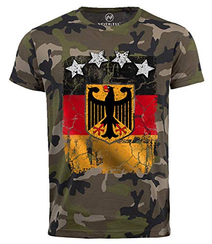 Neverless Cooles Herren Camo-Shirt WM Deutschland Fußball Design Sterne T-Shirt camo XL von Neverless