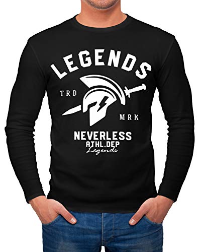 Neverless Cooles Herren Longsleeve Legends Sparta Gladiator Gym Athletics Sport Fitness schwarz L von Neverless
