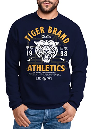 Neverless Cooles Herren Sweatshirt Tiger Brand Tokyo Supply Japan Athletic Sport Muskelshirt Muscle Shirt Navy-gelb XXL von Neverless