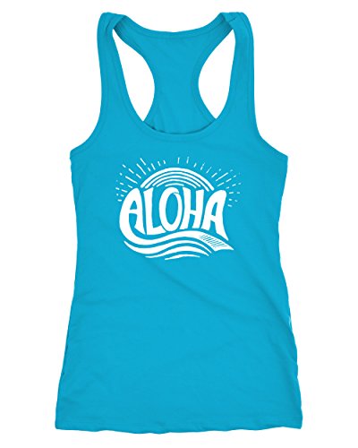 Neverless Damen Tank-Top Aloha Wellen Surfing Sommer Racerback türkis XXL von Neverless