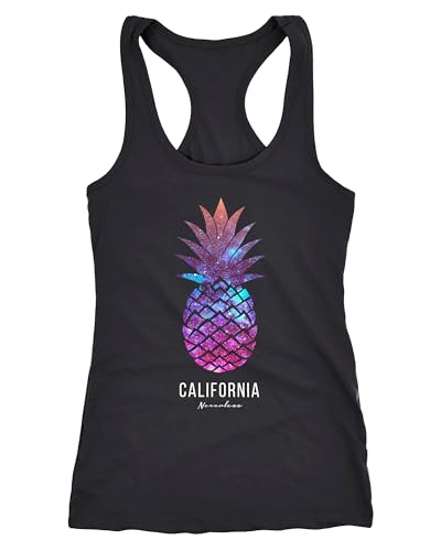 Neverless Damen Tank-Top Ananas Galaxy Galaxie Wasser Ozean Racerback schwarz-Galaxy XXL von Neverless