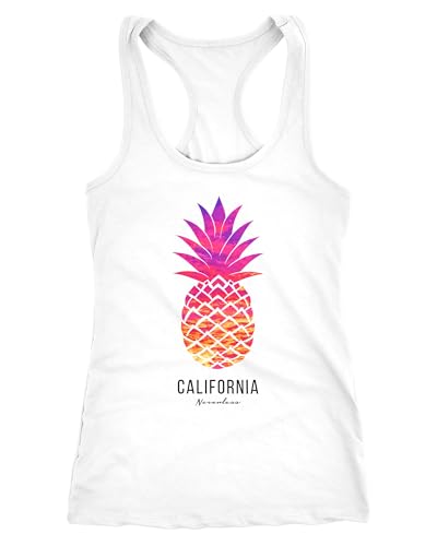 Neverless Damen Tank-Top Ananas Galaxy Galaxie Wasser Ozean Racerback weiß-Sunset XXL von Neverless