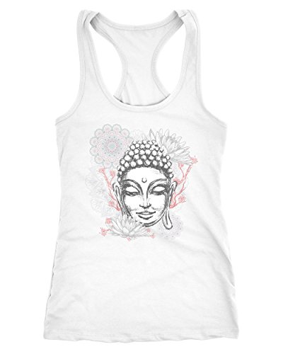 Neverless Damen Tank-Top Buddha Buddha-Kopf Mandala Racerback weiß S von Neverless