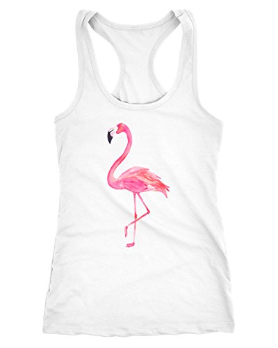 Neverless Damen Tank-Top Flamingo Racerback Trägertop weiß L von Neverless