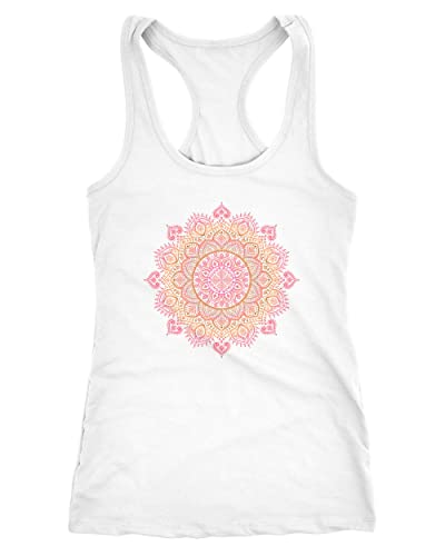 Neverless Damen Tank-Top Mandala Ethno Boho Bohemian Racerback weiß-pink M von Neverless