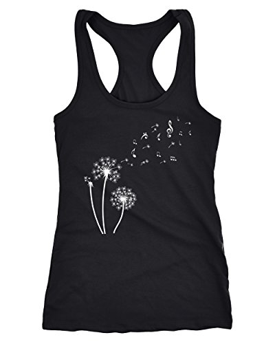 Neverless Damen Tank-Top Pusteblume Musiknoten Noten Musik Dandelion Racerback Slim Fit schwarz M von Neverless