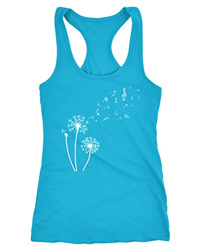 Neverless Damen Tank-Top Pusteblume Musiknoten Noten Musik Dandelion Racerback Slim Fit türkis M von Neverless