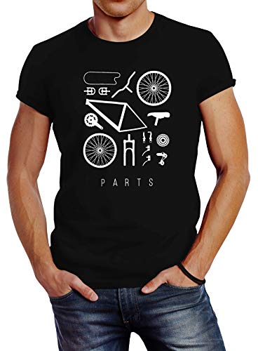 Neverless Fahrrad Teile Herren T-Shirt Bicycle Parts schwarz L von Neverless