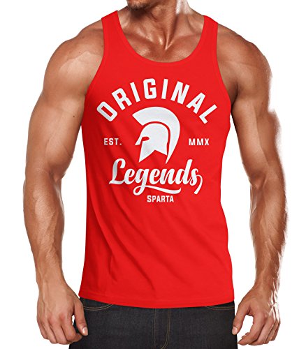 Neverless Gladiator Sparta Fighter Original Legends Streetwear Herren Tanktop Slim Fit rot XL von Neverless