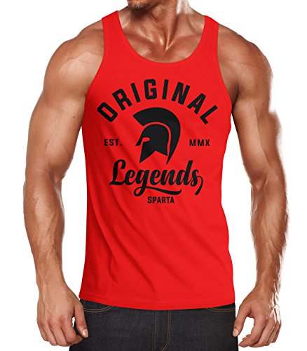 Neverless Gladiator Sparta Fighter Original Legends Streetwear Herren Tanktop Slim Fit rot-schwarz L von Neverless