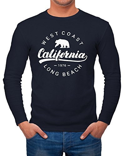 Neverless Herren Long-Sleeve California Republic 3 Langarm-Shirt navy L von Neverless