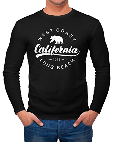 Neverless Herren Long-Sleeve California Republic 3 Langarm-Shirt schwarz 3XL von Neverless