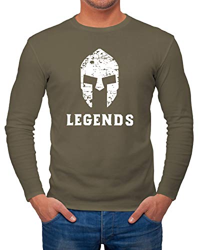 Neverless Herren Longsleeve Legends Legends Sparta Spartaner Helm Langarmshirt khaki L von Neverless