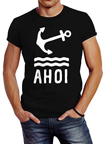 Neverless Herren T-Shirt Anker AHOI Slim Fit schwarz XS Neverless Herren T-Shirt Anker AHOI Slim Fit schwarz XS von Neverless