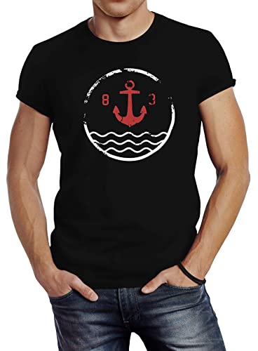 Neverless Herren T-Shirt Anker Vintage Wasser Slim Fit schwarz L Neverless Herren T-Shirt Anker Vintage Wasser Slim Fit schwarz L von Neverless
