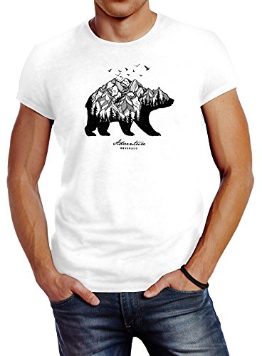 Neverless Herren T-Shirt Bär Abenteuer Berge Wald Bear Mountains Adventure Slim Fit weiß L Neverless Herren T-Shirt Bär Abenteuer Berge Wald Bear Mountains Adventure Slim Fit weiß L von Neverless