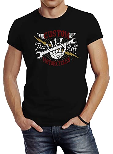 Neverless Herren T-Shirt Biker Motorrad Custom Motorcycles Slim Fit schwarz XL von Neverless