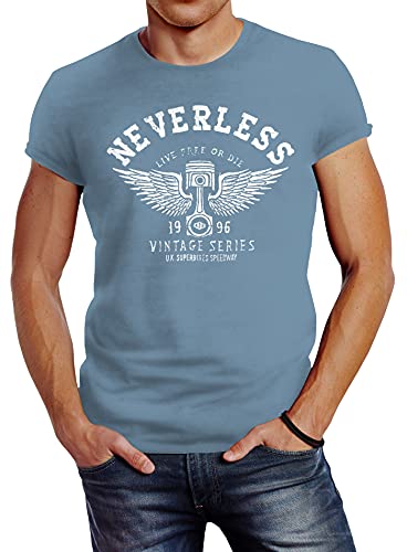 Neverless Herren T-Shirt Biker Motorrad Motorblock Engine Flügel Wings Slim Fit Stone Blue L Neverless Herren T-Shirt Biker Motorrad Motorblock Engine Flügel Wings Slim Fit Stone Blue L von Neverless