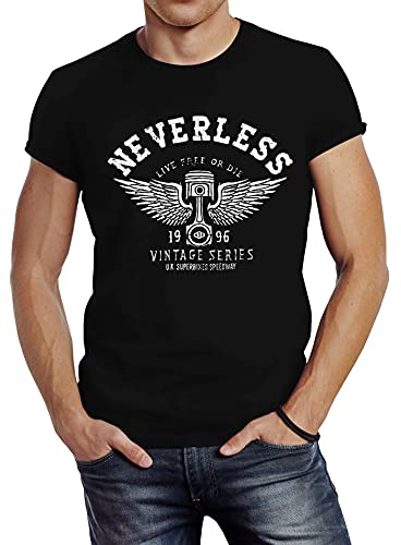 Neverless Herren T-Shirt Biker Motorrad Motorblock Engine Flügel Wings Slim Fit schwarz XXL Neverless Herren T-Shirt Biker Motorrad Motorblock Engine Flügel Wings Slim Fit schwarz XXL von Neverless