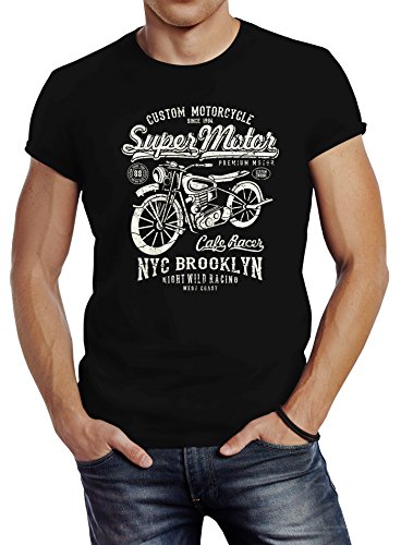 Neverless Herren T-Shirt Biker Shirt Motorrad Super Motor Retro Vintage Slim Fit schwarz 4XL Neverless Herren T-Shirt Biker Shirt Motorrad Super Motor Retro Vintage Slim Fit schwarz 4XL von Neverless