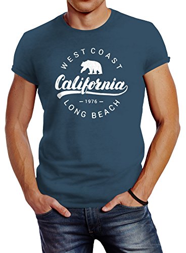 Neverless Herren T-Shirt California Republic Slim Fit Denim Blue XL Neverless Herren T-Shirt California Republic Slim Fit Denim Blue XL von Neverless