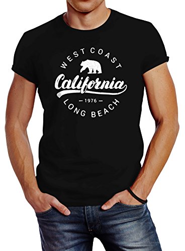 Neverless Herren T-Shirt California Republic Slim Fit schwarz 3XL Neverless Herren T-Shirt California Republic Slim Fit schwarz 3XL von Neverless