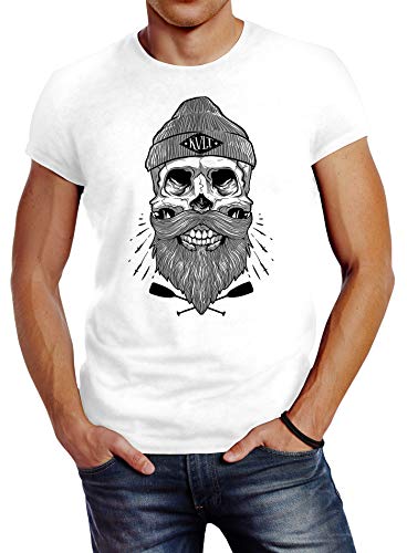 Neverless Herren T-Shirt Captain Skull Beard Totenkopf Bart Kapitän Slim Fit weiß 3XL Neverless Herren T-Shirt Captain Skull Beard Totenkopf Bart Kapitän Slim Fit weiß 3XL von Neverless
