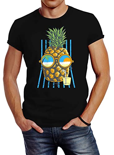 Neverless Herren T-Shirt Chilling Ananas Pinapple Sommer Beach Cocktail Slim Fit schwarz 3XL Neverless Herren T-Shirt Chilling Ananas Pinapple Sommer Beach Cocktail Slim Fit schwarz 3XL von Neverless