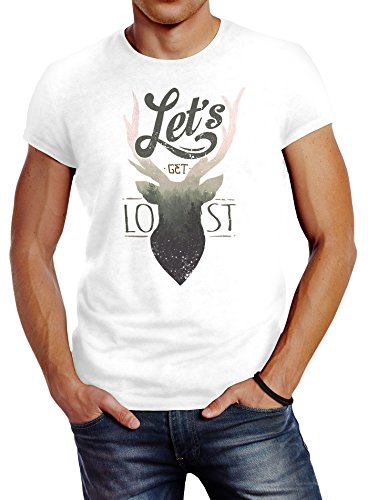 Neverless Herren T-Shirt Hirsch Geweih Kopf Deer - Let`s get Lost - Adventure Slim Fit weiß-olivgrün 4XL Neverless Herren T-Shirt Hirsch Geweih Kopf Deer - Let`s get Lost - Adventure Slim Fit weiß-olivgrün 4XL von Neverless