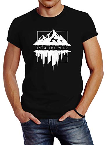 Neverless Herren T-Shirt Into The Wild Berge Skyline Slim Fit schwarz XXL Neverless Herren T-Shirt Into The Wild Berge Skyline Slim Fit schwarz XXL von Neverless