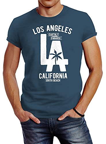 Neverless Herren T-Shirt Los Angeles California LA Palme Slim Fit Denim Blue XL Neverless Herren T-Shirt Los Angeles California LA Palme Slim Fit Denim Blue XL von Neverless