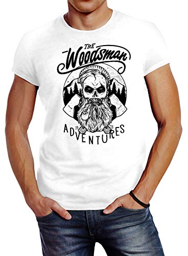 Neverless Herren T-Shirt Lumberjack Woodsman Hipster Bart Beard Skull Totenkopf Slim Fit weiß 4XL Neverless Herren T-Shirt Lumberjack Woodsman Hipster Bart Beard Skull Totenkopf Slim Fit weiß 4XL von Neverless