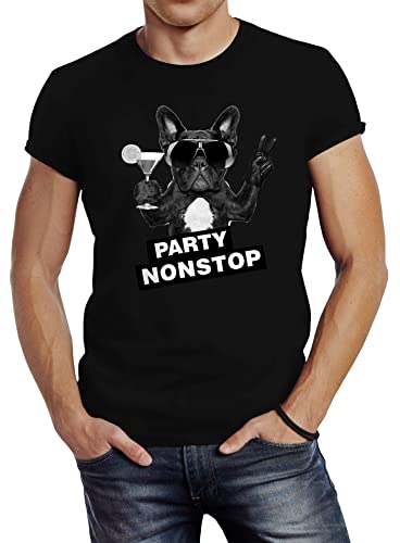 Neverless Herren T-Shirt Party Nonstop Mops French Bulldog Slim Fit schwarz 3XL Neverless Herren T-Shirt Party Nonstop Mops French Bulldog Slim Fit schwarz 3XL von Neverless