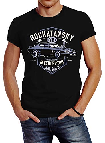 Neverless Herren T-Shirt Rockatansky V8 Interceptor Car Slim Fit schwarz XL von Neverless