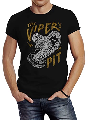 Neverless Herren T-Shirt Schlange Viper Snake Slim Fit schwarz 5XL von Neverless