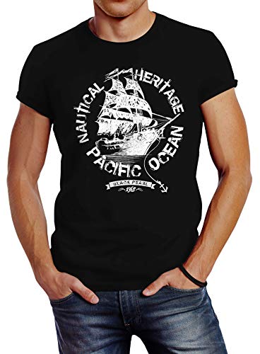 Neverless Herren T-Shirt Segelschiff Piratenschiff Slim Fit schwarz XL Neverless Herren T-Shirt Segelschiff Piratenschiff Slim Fit schwarz XL von Neverless