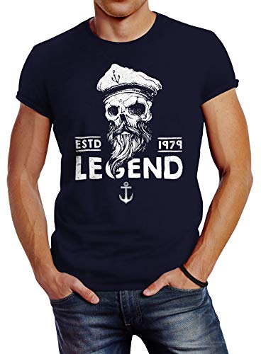 Neverless Herren T-Shirt Skull Captain Legend Totenkopf Bart Kapitän Slim Fit Navy L Neverless Herren T-Shirt Skull Captain Legend Totenkopf Bart Kapitän Slim Fit Navy L von Neverless