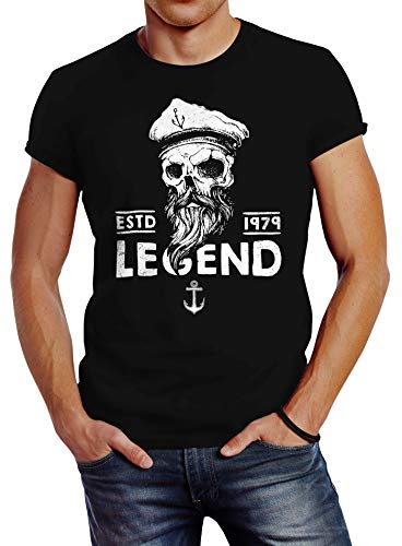 Neverless Herren T-Shirt Skull Captain Legend Totenkopf Bart Kapitän Slim Fit schwarz 4XL Neverless Herren T-Shirt Skull Captain Legend Totenkopf Bart Kapitän Slim Fit schwarz 4XL von Neverless