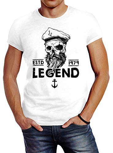 Neverless Herren T-Shirt Skull Captain Legend Totenkopf Bart Kapitän Slim Fit weiß XXL Neverless Herren T-Shirt Skull Captain Legend Totenkopf Bart Kapitän Slim Fit weiß XXL von Neverless